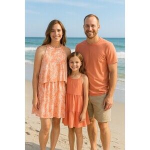 NWT Paper Crane Peach Floral Tiered Sleeveless Dress Size Large Lined Boho Resor